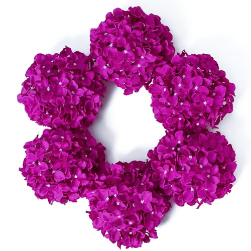 DuHouse 8.7" Silk Hydrangea Flower Heads with Stems Fake Hydrangeas Flowers for DIY Wedding Centerpiece Home Decor,Pack of 6(Dark Fuchsia) - color: Dark Fuchsia