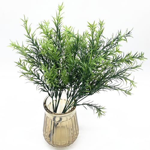 Artificial Plants, Fake Rosemary Shrubs 6 Pack, Faux Fern Stems Plastic Greenery for Indoor Outdoor Decor Home Farmhouse Bushes Garden Grass Porch Patio Wedding Bouquets Vase Filler DIY Decorations - color: Rosemary - 6 Pack
