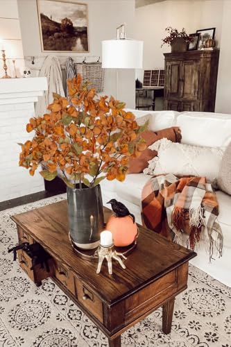 Briful Bougainvillea Artificial Flowers 5 Pack 27.5" Fake Bougainvillea Floral Stems Realistic Silk Bougainvillea Arrangements for Home Weddings Parties Table Vase Centerpiece Decor(Orange) - color: Orange