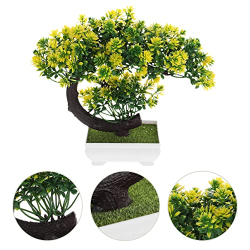 GANAZONO Green Artificial Plant Ornament Faux Bonsai for Room Office Kitchen Study Room No Watering - color: Yellow