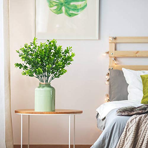 Ouddy Decor 6 Bundles Artificial Greenery Stems Mixed Fake Plastic Plants Eucalyptus Rosemary Faux Magnolia for Outdoor Indoor Garden Home Window Box Decor - color: Green