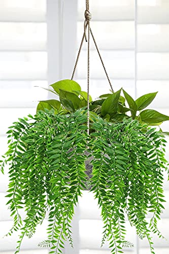 Fake Weeping Willow, Artificial Hanging Plants Plastic Greenery Leaves Plant Faux Vine Hanging Vines Ivy Garland for Home Indoor Outdoor Face Wall Decoration Garden Basket Wedding Party Decor - 4 Pcs - color: Hanging Willow Vine 4pcs