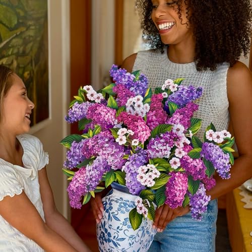 Freshcut Paper Pop Up Cards, Grande Garden Lilacs, 18 Inch Life Sized Forever Flower Bouquet 3D Popup Greeting Card, Birthday Cards, Thank You Card, Blank Notecard & Envelope - color: Garden Lilacs, size: Grande