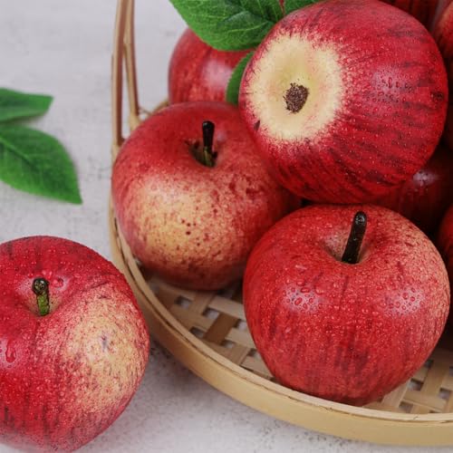 Gresorth 6pcs Fake Red Apple Decoration Artificial Realistic Fruit Display Simulation Ornament for Home Party Christmas - 7cm - color: H