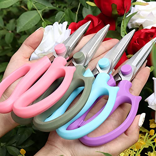 Leize Flower Scissors, Premium Thickened Stainless Steel Floral Shears, Strong Pruner for Flowers, Branches and Leaves (Blue Slender) - color: Blue Slender