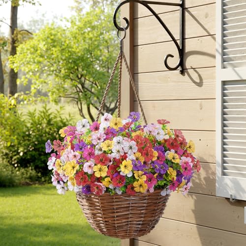 Lifewit Artificial Flowers for Outdoor Indoor, 12 Bundles Plastic Fake Flowers Daisy with Eucalyptus Leaves for Home Garden Decor, Porch, Window Box(Mix for Fuchsia Purple White Pink Yellow Red) - color: 6 Mix Color