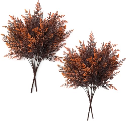 CATTREE Artificial Ferns Plants Fake Boston Fern Shrubs Plastic Leaves Faux Greenery Bushes for Home Décor Outdoor Indoor Garden Wedding Party Decoration Office Yard Verandah Planter Filler Red 4 Pack - color: Boston Fern - Red - 4 Pack