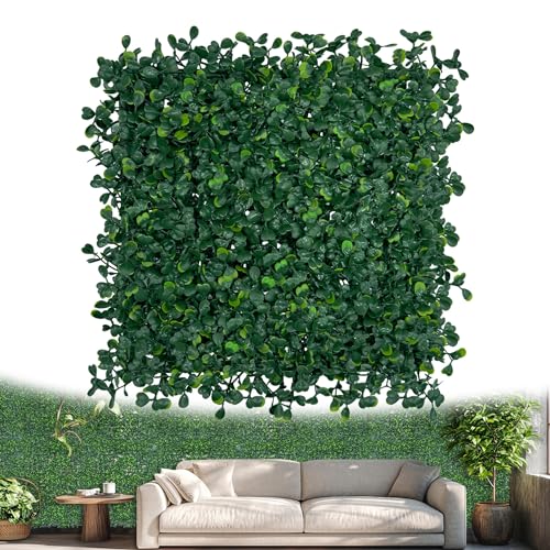 ODTORY Artificial Greenery Grass Wall Panel, 10x10 Inch 6-Pack (4.2 sqft), UV-Anti Fake Ivy Fence Privacy Screen Green Boxwood Covering for Indoor and Outdoor Home Wall Decor - size: 10"X10" 6P