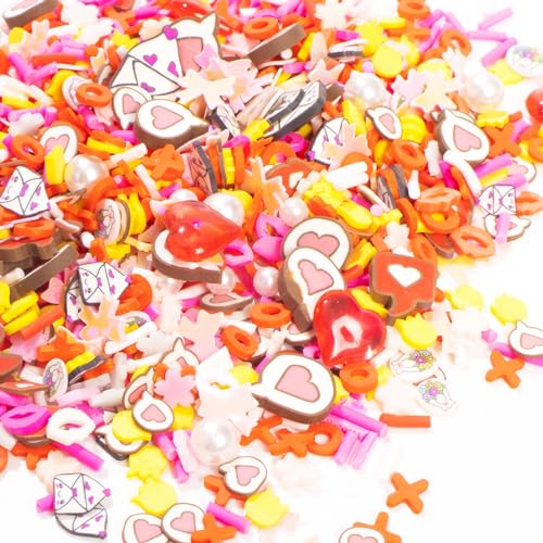 Polymer Clay Valentine Heart Sprinkles for Fake Dessert Cake Decor, Decoden Phone Case, Slime Projects DIY, Scrapbooking, Resin Jewelry Making Pack of 30g - color: Valentine Heart 30g