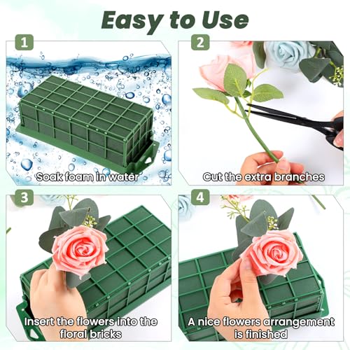 Giantree 6 Packs Floral Foam Cage, Flower Holder with Floral Foam Blocks, Rectangle and Square Flower Cage Holders Flowers Arrangements Supplies for Fresh Flowers, Wedding Home Garden Decorations