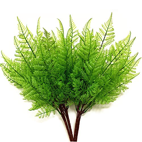 PASYOU Artificial Ferns Plants, Fake Fern Bushes Plastic Leaves Shrubs Décor for Indoor Outdoor Garden Party Verandah Wedding DIY Decoration Planter Filler Greenery 4 Pcs - color: Green Fern Shrubs / 4 Pack
