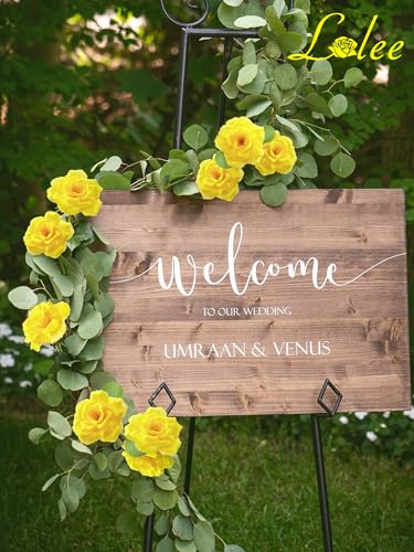 LELEE 108pcs Roses Head Flowers with Stem - Yellow Artificial Flowers Rose Bulk - Silk Rose Fake Flower for Wedding Bouquet Party Home Decor DIY Baby Shower Centerpieces Tables Decoration - color: Yellow