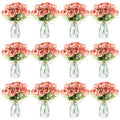 Zeyune 37 Pack Artificial Peonies Flowers with Bud Vase Bulk 24 Bundles Silk Peonies Bouquets 12 Plastic Clear Vase with 1 Rope Fake Flowers for Table Centerpiece Vases(Coffee,Perfume) - color: Coffee, style: Perfume
