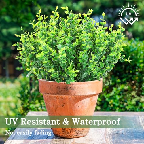 AGIRL 24 Bundles Fake Plants Greenery Stems,Artificial Plants for Outdoor,No Fade Faux Plastic Plants for Hanging Indoor,St Patricks Day Decoration Garden Porch Window Box Home Wedding Farmhouse - color: Green-eucalyptus, size: 24