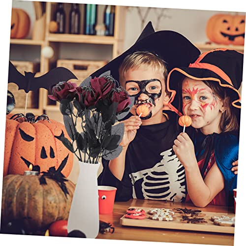 Cabilock 5Pcs Halloween Rose Decor with Realistic Spider Artificial Flowers Indoor Party Decoration for Haunted House Bar Garden Reusable Polyester Material