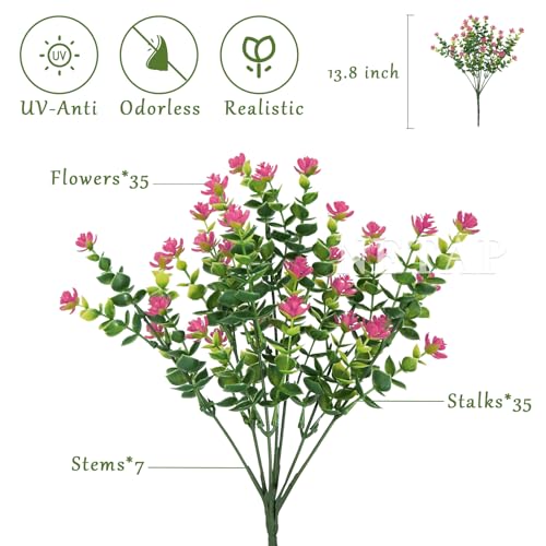 NETAP Outdoor Artificial Flowers UV Resistant, 20 Bundles Fake Realistic Floral Greenery Plants for Outside Porch, Window Boxes, Garden, Yard, Inside Home Table Decor, Pink - color: Pink