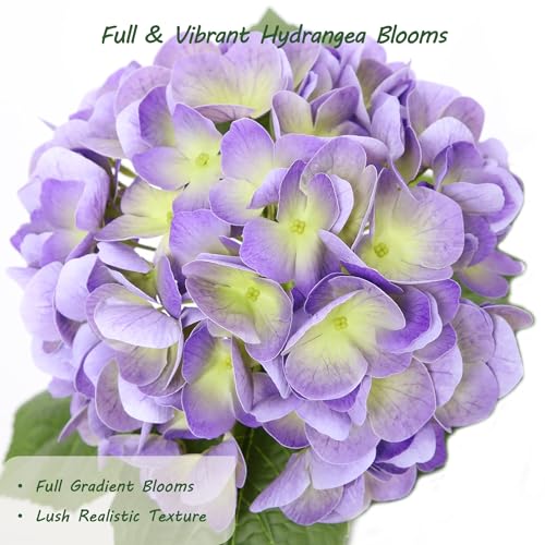 bellacat Real Touch Faux Hydrangea Flowers with 11" Hanging Basket, Fake Hanging Hydrangea Flowers with Realistic Flowers, Artificial Hanging Flowers for Outdoors Porch Patio Balcony (Purple, 2Pack) - color: Purple