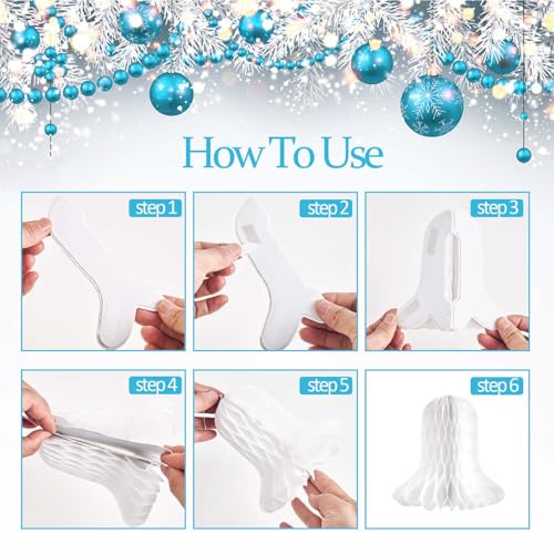 PAPER JAZZ 13 PCS Christmas Snowflake Decorations,White Paper Snowflake Hanging Ornaments,Christmas Honeycomb Decorations with Paper Fan/Garland/Snowman for Ceiling/Wall,Winter Wonderland,Winter Decor - color: Paper Snowflake
