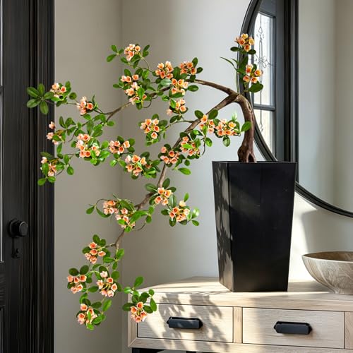 3ft Artificial Bonsai Tree Large Fake Bonsai Tree with Pot Artificial Cherry Blossom Tree Indoor Sakura Faux Bonsai for Entryway Living Room Home Office Japanese Decor (Yellow) - color: Yellow