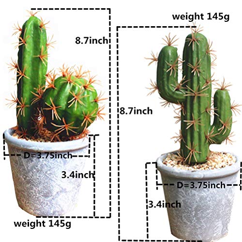 Artificial Succulent Plants,Fake Cactus Decorative Plants - Artificial Cacti with Gray Pots Planters,Artificial Faux Cactus for Home Décor House Office Ornaments