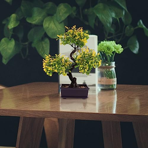 EXCEART Faux Bonsai Plastic Plant Yellow Artificial Desktop Decor - color: Yellow