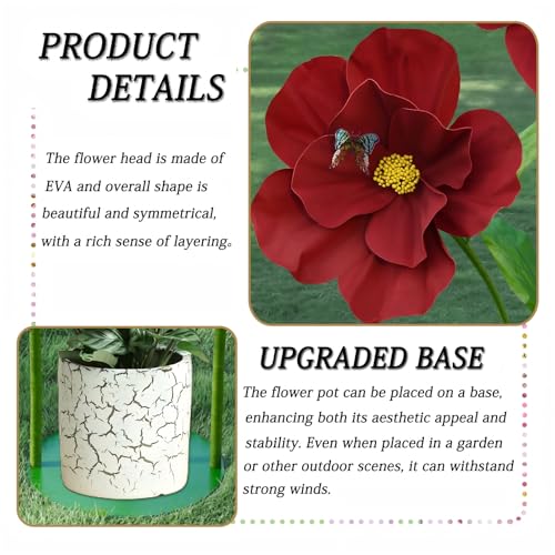 5.8 Ft Giant Artificial Flowers for Decoration,Large EVA Flower Decor,Wedding Arrangements, Birthday Party Banquet Background,Hotel,Office,Window Display(Wine) - color: Wine