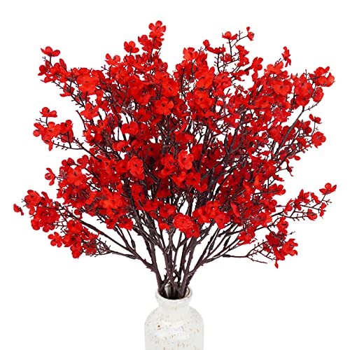 Uieke 30 Pcs Babys Breath Artificial Flowers Bulk Silk Red Faux Flowers Real Touch Gypsophila Bouquet for Christmas Halloween Home Wedding Decoration - color: Red, size: 30PCS