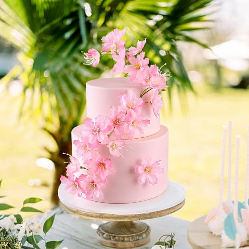 14PCS Artificial Cherry Blossom Cake Toppers Pink Cherry Flowers Cake Ornament for Floral Birthday Cake Decors Wedding Bridal Shower Mother's Day Party Artificial Flower Decoration Supplies - color: Pink Cherry