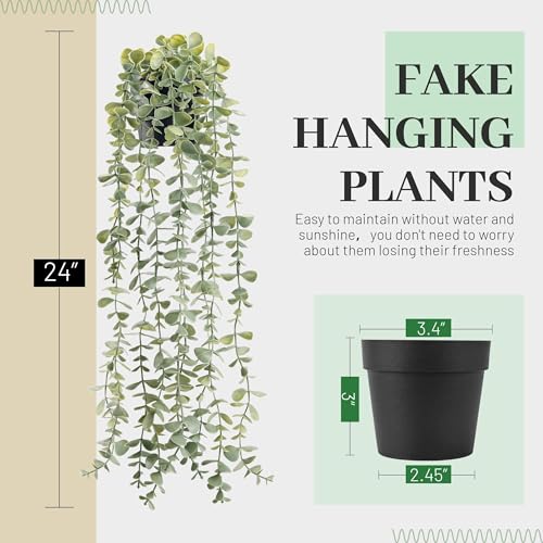 Der Rose Bundle of 2Pcs Fake Plants 28'' Large Artificial Palm Tree and 1Pcs Fake Plants Hanging for Home Room Indoor Outdoor Decor