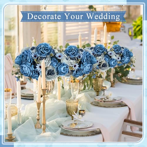 8 Pcs Artificial Peony Silk Flowers Fake Peonies Vintage Wedding Bouquets Faux Flowers for Bride Wedding Home Birthday Arrangement Table Decoration