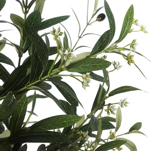 A 6-Foot Tall Artificial Indoor Olive Tree with Realistic Olive Fruits and Buds with Black pots, Suitable for Home Offices and Home Decor Gifts (Including Woven Baskets) - color: C