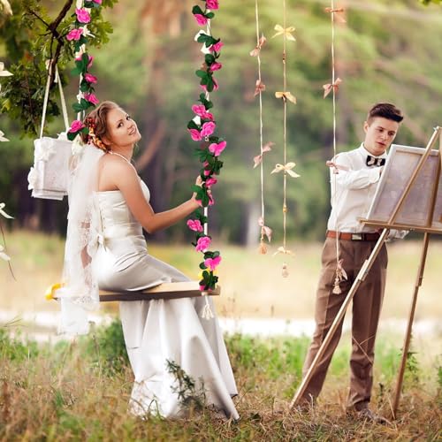 8Pcs 63Ft Fuchsia Rose Garland, Fake Flower Vines, Artificial Vine Flowers, Rose Hanging Garland for Party Wedding, Garden, Room Table, Christmas, Backdrop Wall Arch Decor - color: Fuchsia, size: 8Pcs-63Ft