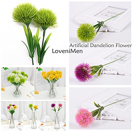 Artificial Dandelion Flowers (Green 10 Pcs) Plastic Plants Shrubs Bushes Fake Grass Wedding Indoor Outdoor Home Garden Verandah Centerpieces Arrangements Party Decoration Planting Filler - color: Dandelions Green/ 10 Pcs