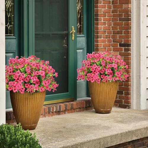 ATTGREAT Artificial Flowers Outdoors Faux Plants UV Resistant Fake Flowers Daisy 12 Bundles Plastic Greenery Plnats Outside for Garden Planter Patio Porch Spring Summer Home Home Decor, Rose Red - color: Rose Red, size: 12PCS
