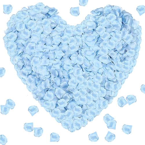 Pyrrhiax 1000Pieces Rose Petals, Artificial Flower Petals Fake Rose Petals Silk Red Rose Petals for Romantic Night,Wedding,Proposal Anniversary Flower Decorations (Light Blue) - color: Light Blue, size: 1000pcs