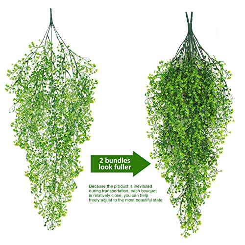 RECUTMS Artificial Hanging Vines Fake Hanging Plants 4Pcs Faux Wall Plants Fern Greenery for Summer Spring Indoor Outdoor Home Office Wedding Graduation Holiday Party Window Decor (Green) - color: Green-hanging