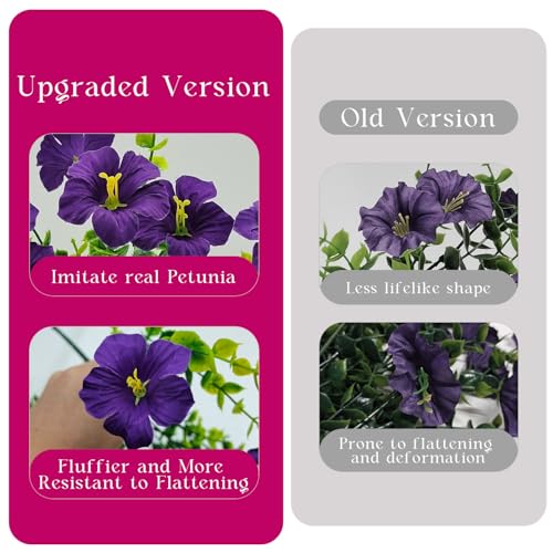 Artificial Flowers for Outdoors Decoration, 12 Bundles Fake Silk Morning Glory with Faux Plastic Eucalyptus UV Resistant for Outside Front Door Porch Planters Patio Garden Decor (MultiColor 1) - color: Multicolor 1