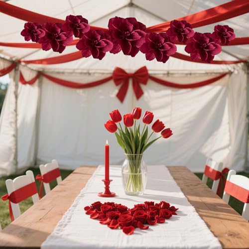 BRT Bearingshui Crepe Paper Flowers Decoration for Wall Total 9 Pcs, Artificial Flowers for Wedding Decor,Flower Backdrop Decor, Baby Bridal Shower Birthday Party, Burgundy 3D Wall Flowers Decor - color: Burgundy