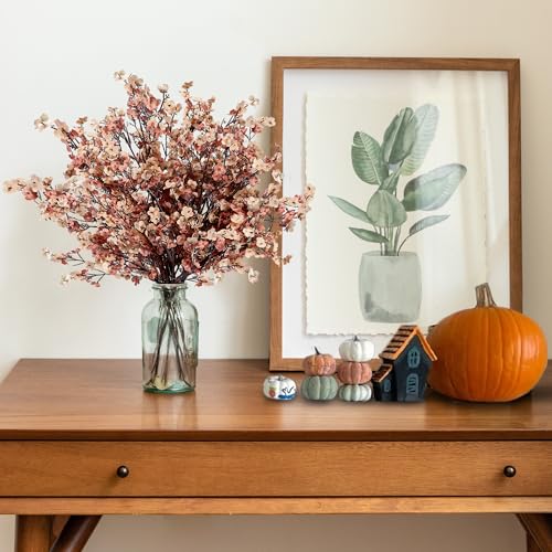 Sggvecsy 15 Pcs Babys Breath Artificial Flowers Gypsophila Bouquets Bulk Real Touch Fake Silk Flowers for Home DIY Floral Arrangement Table Centerpiece Fall Thanksgiving Autumn Decoration (Mixed) - color: Double Color, size: 15Pcs