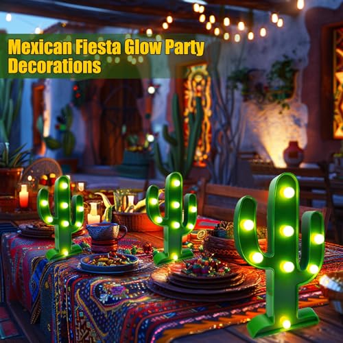 Extra Large - 3 Pack LED Cactus Light Cinco de Mayo Decorations 10 x 5.5 Inch Cactus Decor Mexican Fiesta Party Decorations Cute Night Lamp for Table Kids' Room Bedroom Living Room Gift Party Home - size: 3 Pack-10 x 5.5 Inch