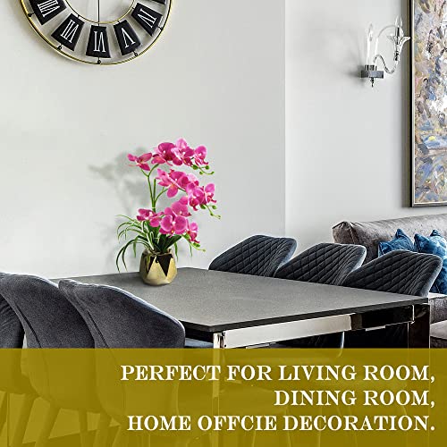Orchids Artificial Flowers, Fuchsia with Gold Vase | Fake Orchid Plants, In Pot, For Home Decor Indoor - color: Fuchsia-gold