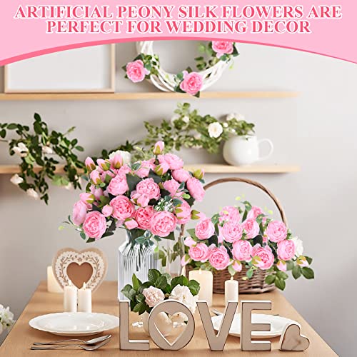 Yunsailing 8 Pack Artificial Peony Flowers Faux Silk Hydrangea Bouquet Wedding Home Table Decor Reusable Bouquet of Rose Flower for Birthday Wedding(Light Pink) - color: Light Pink, style: Peony
