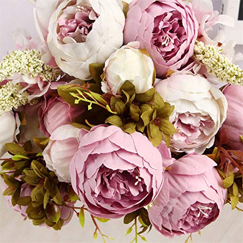 Fule 2 Pack Large Artificial Peony Silk Flower Bouquets Arrangement Wedding Centerpieces (Light Purple) - color: Light Purple X2