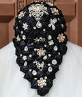 Luxury Cascade Bridal Wedding Bouquet Satin Rose Waterfall Holding Bouquet Artificial Flower Bunch for Bride Bridesmaid(Black, 15" x 7.5") - color: Black, size: 15"L x 7.5"W(38cm x 19cm)