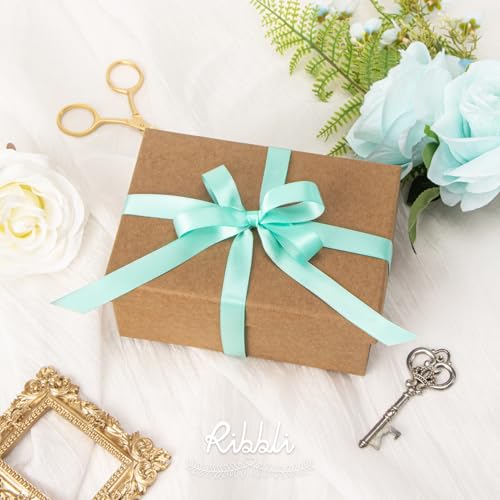 Ribbli Aqua Blue Double Faced Satin Ribbon,1/2” x Continuous 25 Yards,Use for Bows Bouquet,Gift Wrapping,Wedding Decorating - color: Blue Aqua, size: 1/2 inch