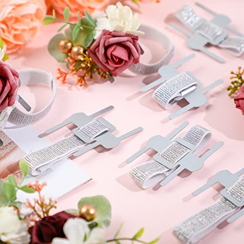 Chinco 24 Pieces Wrist Corsage Bands Elastic Stretchable Corsage Wristlets Bracelets Prom DIY Wrist Accessories Elegant Wristlets Bands for Wedding Party Bride Bridesmaid Prom Festival