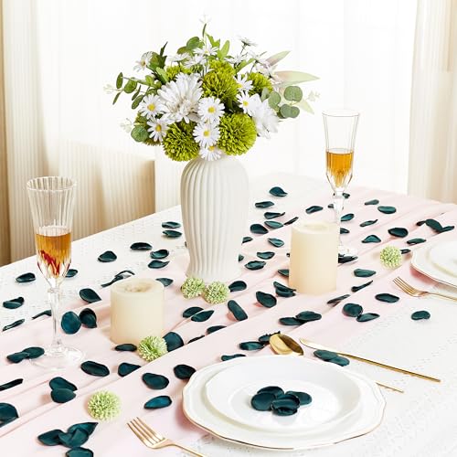 SITUMEIZI 400PCS Artificial Green Rose Petals Fake Silk Flower Petals for Romantic Night for Her Set Valentine's Day, Wedding, Proposal Anniversary Decorations - color: Green