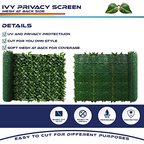 Windscreen4less 04'x08' Faux Leaf Privacy Fence Screen Artificial Laurel Leaves Fence Cover Wall Decoration for Patio Porch Deck Balcony Yard Indoor Outdoor - color: Laurel Leaf, size: 4' x 8'