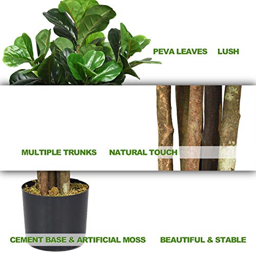 Goplus Fake Fiddle Leaf Fig Tree, 6FT Tall Artificial Tree Greenery Plants in Pots, Decorative Faux Trees for Indoor Home Office - size: 5ft 11in