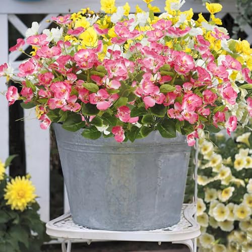 3 Pcs Artificial Flowers for Outdoors Hibiscus Spring Summer Decor Pink Artificial Tropical Flowers Realistic UV Resistant Silk Hibiscus Flowers for Outside Planter Front Door Porch Patio - color: Pink